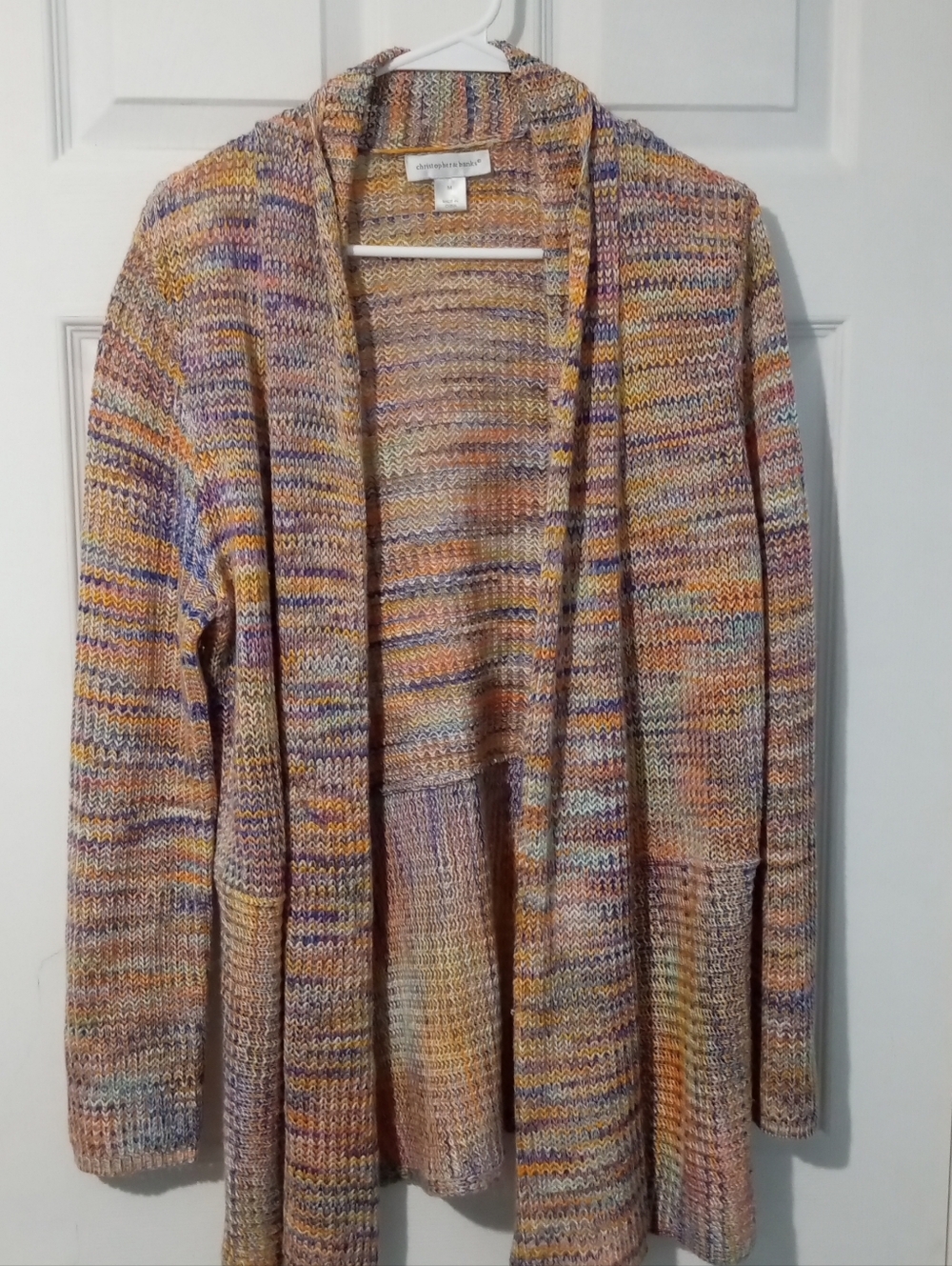 Christopher & Banks Multicolor Pastel Open-Front Cardigan